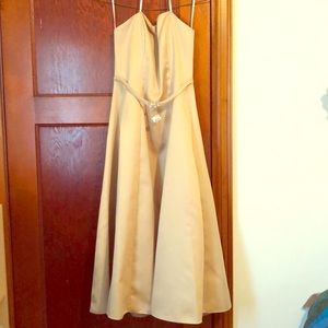 NWOT Strapless Gold Evening/ Prom Dress